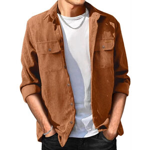 NEW Mens Corduroy Shacket Button Down Long Sleeve Shirt M